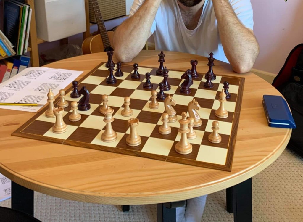 sam shankland is solving a chess position by Jacob Aagaard